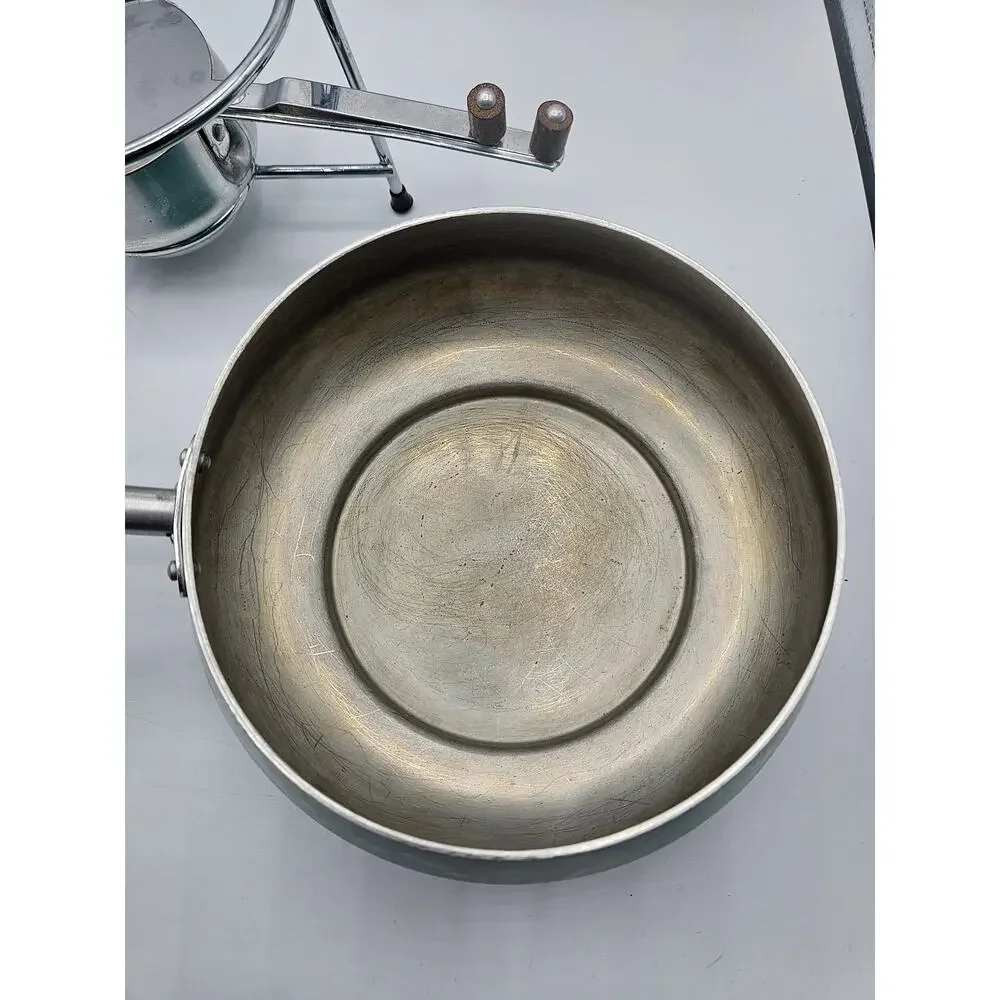 Vintage Mid Centry Modern Fondue Pot Buehner‎ Wanner Blue Wood Handle